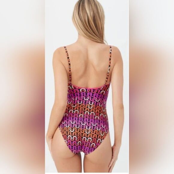 Trina Turk echo chain scoopneck one-piece swimsuit NWOT size 10 - Picture 2 of 7